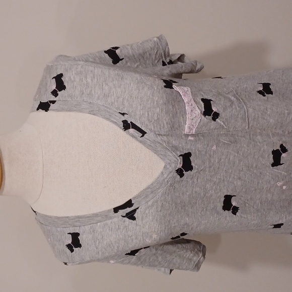 Laura Ashley Scottie Dog V Neck Sleep Shirt- Sz. Med - Picture 4 of 7